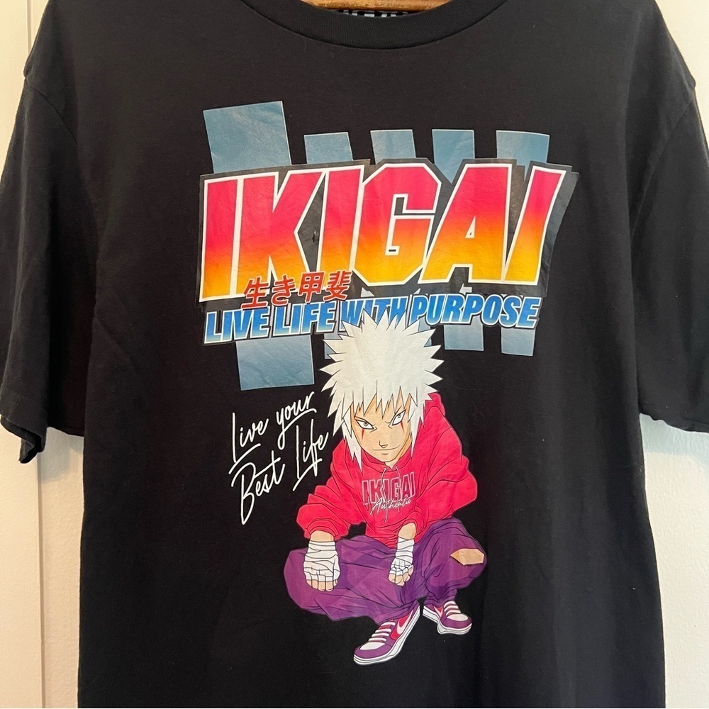 IKIGAI Men's Large Japanese Streetwear Anime Tee - Picture 3 of 6